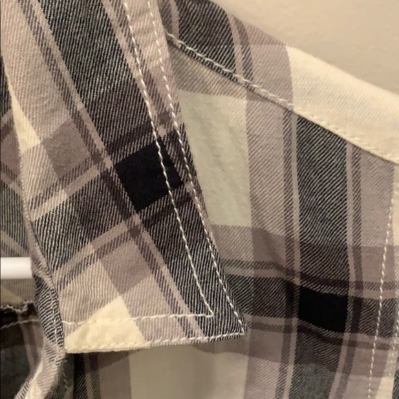 Button Down Flannel Sequin Button Down Plaid Shirt - Picture 5 of 9